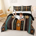 thumbnail image 3 of jejeloiu Bold Tribal Full Size Comforter Sets,Southwest Print Bedding Comforter Set For Boys,Black Brown,Black Reversible,3 Pieces,1 Comforter and 2 Pillowcases, 3 of 7