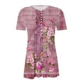 thumbnail image 5 of iHengLiXing Tops for Women Plus Size Women's New Short Sleeve V-neck Pleated Button Casual Print Top Pink XXXL, 5 of 5