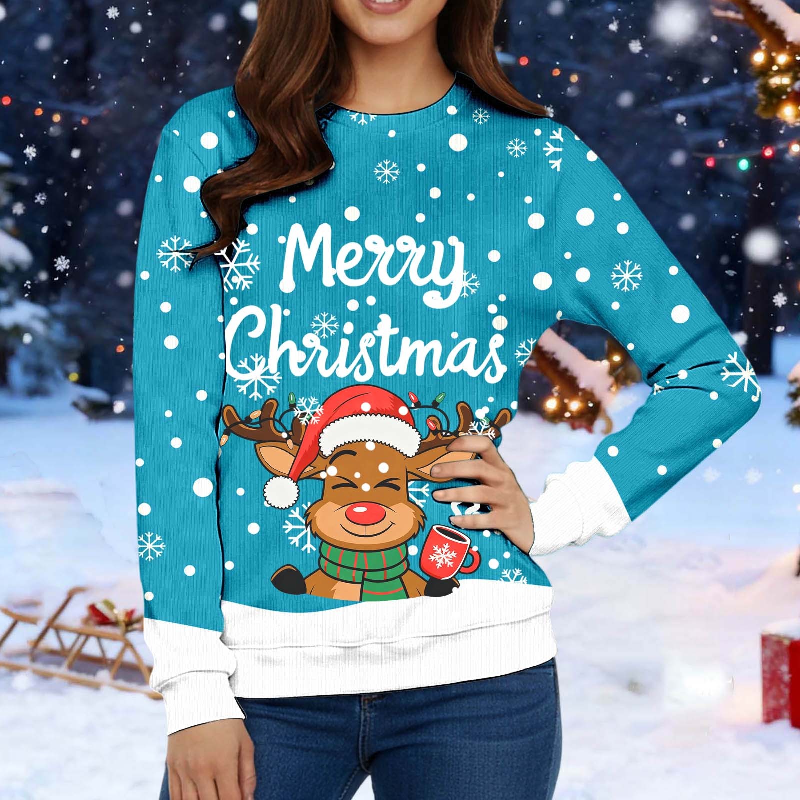 Christmas Sweater Men Sweaters Funny Sweatshirt Knit Plus Size Big and Tall Holiday Vacation Elf Adult Sweatshirts