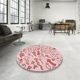 thumbnail image 3 of Ahgly Company Indoor Round Patterned Valentine Red Area Rugs, 4' Round, 3 of 6