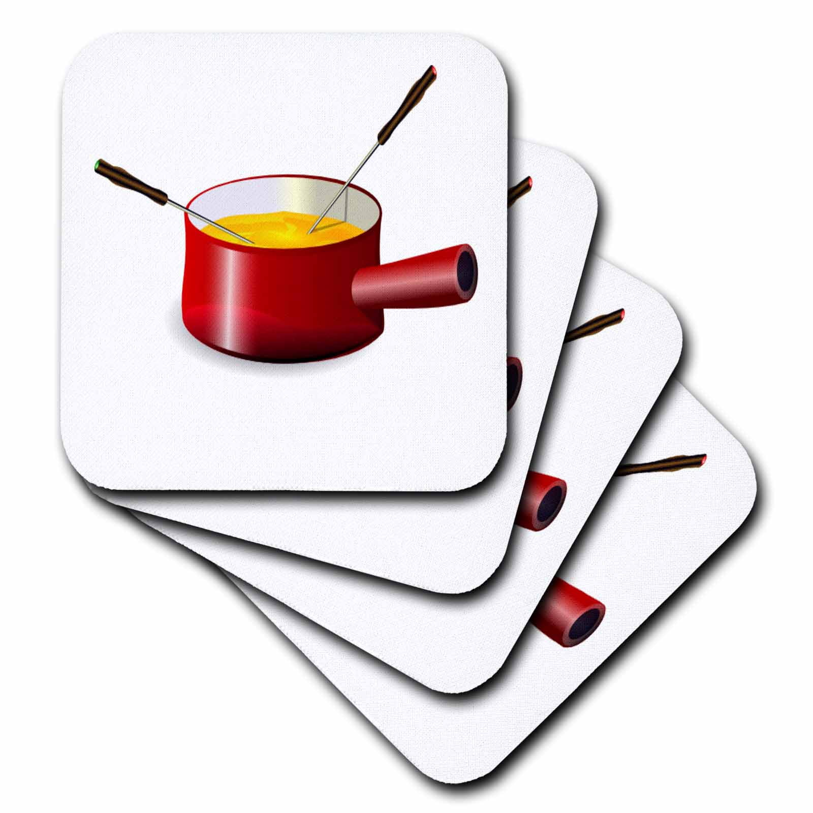 3dRose Retro Fondue Pot With Cheese, Ceramic Tile Coasters, set of 4 by 3dRose