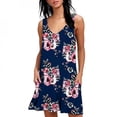thumbnail image 5 of Femmes Casual Robe Commerce Extérieur Style Transfrontalier V-Cou Impression Sans Manches Vestes de Poche Bleu S, 5 of 5
