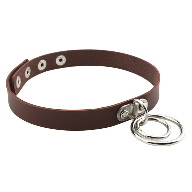 Choker Necklace Lalatia Handmade Womens Double O Ring Faux Leather