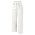 thumbnail image 5 of Maean Loose Pants for Women Summer Cotton Linen Elastic Waist Bowknot Belted Wide Leg Trousers with Pockets, 5 of 5