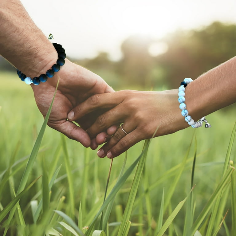 Mortilo 2Set 1Pair Set Bracelets Magnetic Couple Her Bracelets