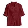 thumbnail image 3 of cocolona Linen Button Down Solid Color Blouses for Women Collar Long Sleeve Shirts Dressy Casual Tops, 3 of 6
