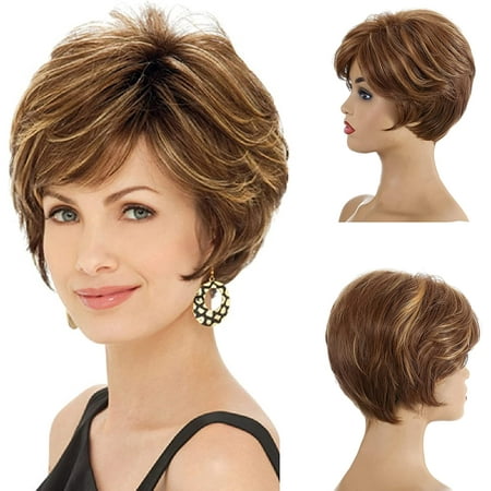 Short Pixie Cut Wigs for Women,Brazilian Layered Wavy Short Hair Synthetic  Wig with Side Bangs Daily Hair (Blonde) | Walmart Canada