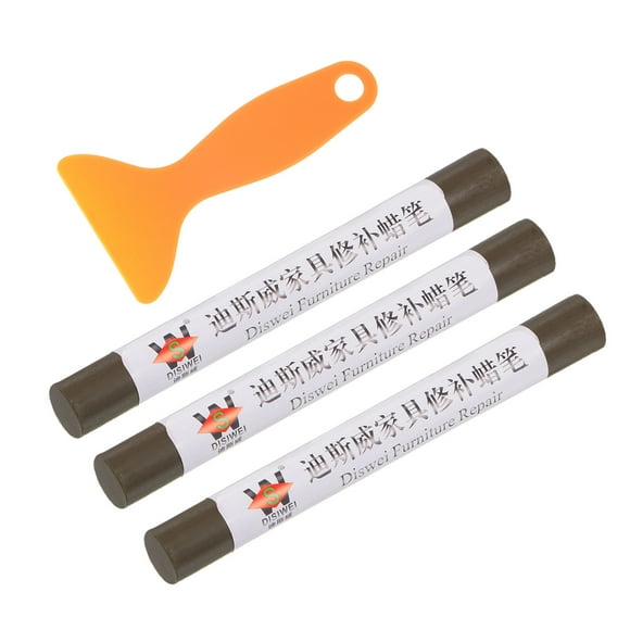Unique Bargains Wood Furniture Repair Kit 3pcs Markers with Spatula, walnut