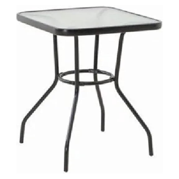 Sunny Isles 24 Inch Outdoor Patio Bistro Dining Table Backyard Squared Furniture with Tempered Glass , Black