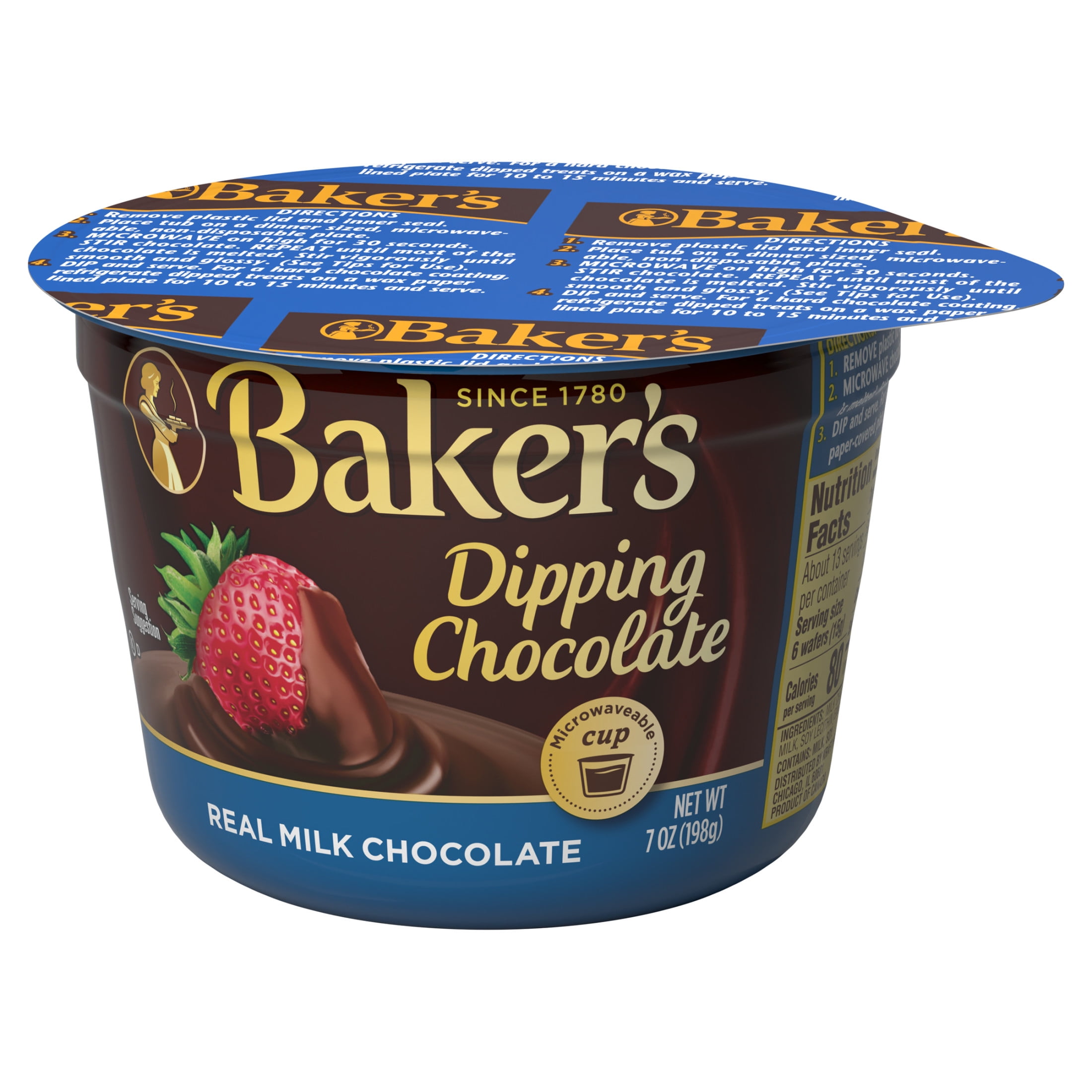 (8 pack) Baker's Real Milk Dipping Chocolate, 7 oz Cup