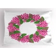 thumbnail image 1 of Lilac Pillow Sham Circular Wreath of Twigs of Pink Blossoms Budding Bunch Romantic Bouquet Wedding, Decorative Standard King Size Printed Pillowcase, 36 X 20 Inches, Pink and Green, by Ambesonne, 1 of 2