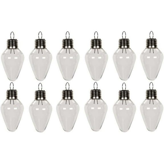 Creative Hobbies Clear Plastic Bulb Shaped Lamp Ornaments, 12 Count (2")