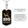thumbnail image 2 of Big Bucks I Like Stainless Steel or 18k Gold Premium Swivel Dog Tag Keychain, 2 of 10