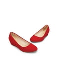 thumbnail image 4 of Dream Pairs Women's Mid Wedge Heel Pump Shoes Debbie color RED/SUEDE size 5 Wide Available, 4 of 5
