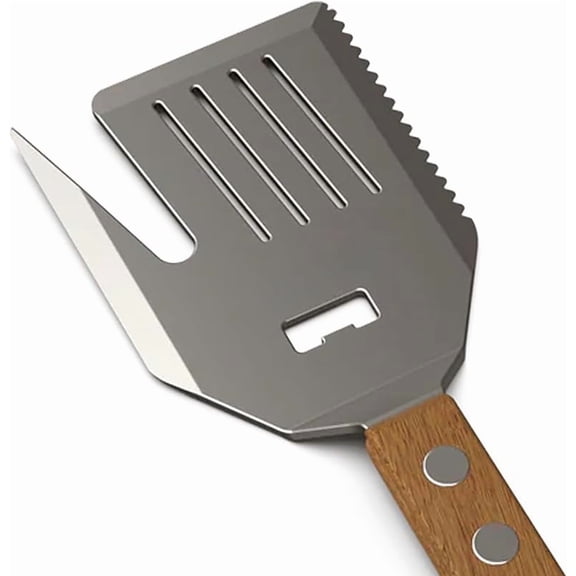 5 in 1 Grill Spatula with Knife, Fork, Bottle Opener and Turner BBQ Tools. All in One Grill Accessories Set for Outdoor Grills. 18 inch Grilling Accessories BBQ Set