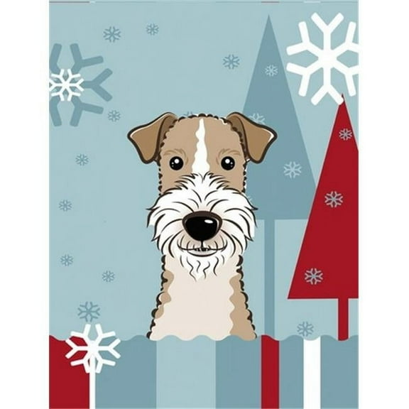 Winter Holiday Wire Haired Fox Terrier Flag Garden Size