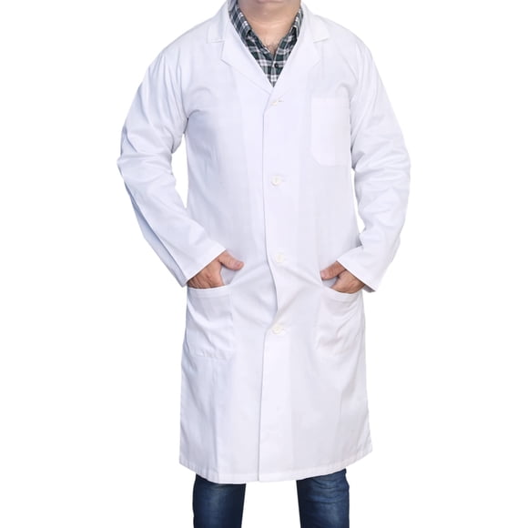 Bata de Laboratorio Unisex DR Instruments DR201-L Mezcla de Algodón Blanca Talla L