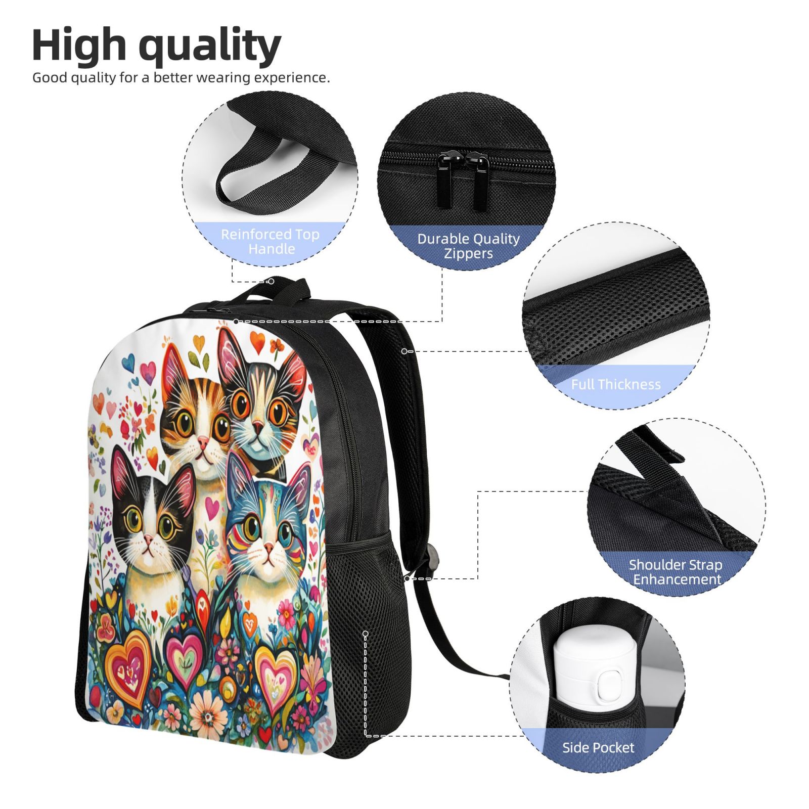 Cat Backpack Double Shoulder Backpack Durable, Spacious, Ergonomic Design for Travel, Work & Outdoor Use