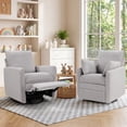 thumbnail image 4 of Bonzy Home 2-Pack 360° Swivel Glider Recliner Chair, Manual Rocking Recliner with Side Pockets & Armrest Bags, Compact Chair for Living Room，Gray, 4 of 7