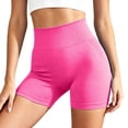 thumbnail image 3 of Biker Shorts for Women High Waist Tummy Control Seamless Yoga Shorts for Gym, Running Womens Athletic Shorts (Hot Pink L), 3 of 6