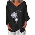 thumbnail image 2 of Babysbule Womens Tops Plus Size Lady Women Lady V-Neck Short Sleeve Printed Tops Tee T-Shirt Blouse Tunics, 2 of 2