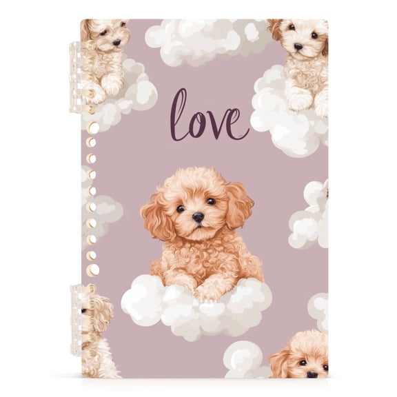 Ckdifva Lovely Puppy Dogs A5 Ring Binder Notebook Journey Note Diary College Ruled Study 60 Pages