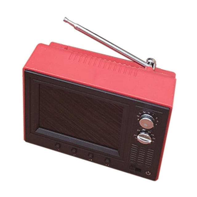 Mini TV Prop Televisión en miniatura Escala 1:12 Juguete Decoración Simulación Regalo Pequeño Televisor jugable Mini TV funcional para casa de muñecas Rojo
