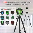 thumbnail image 3 of Tignapoo Adjustable Laser Level Tripod with 5/8" Universal Mount, Extendable Rod, and Bubble Level - 1.5m Height, Durable Aluminum Alloy Construction, Black/Silver Finish, White Carton Packaging, 3 of 7