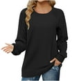thumbnail image 1 of KIHOUT Spring Winter Womens Tops Fashion Solid Color Round-Neck Pullover Long Sleeve Loose Sweatshirts Tops, 1 of 8
