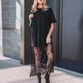 thumbnail image 4 of Women Casual T-Shirt Dress Short Sleeve Loose Fit With Lace Splicing Maxi Dress, 4 of 16