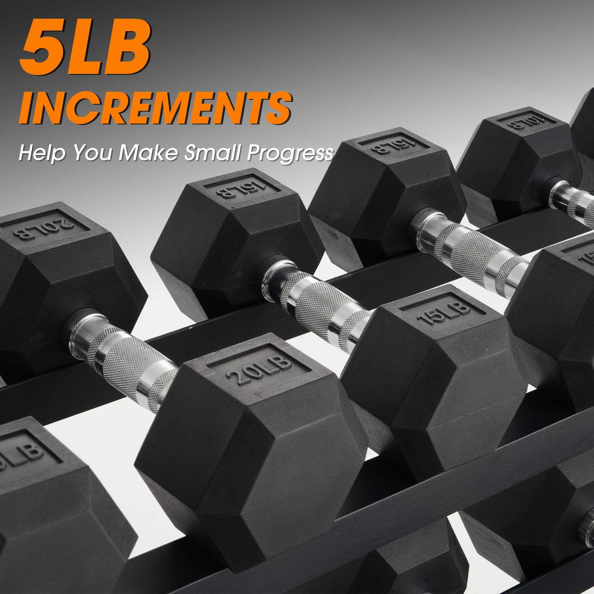 Mikolo Rubber Hex Dumbbell Set with Racks and FID Weighted Bench, Options in 450lbs, Strength Training Weight Set Home Gym