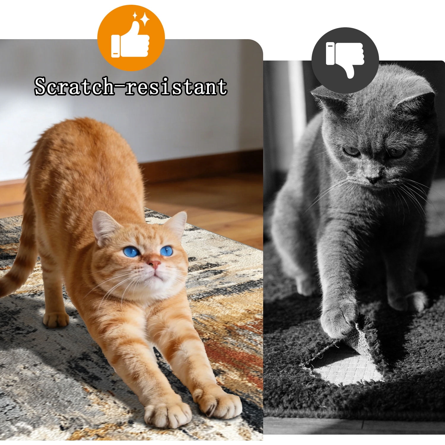 3-Piece Farmhouse Kitchen Rug Set, Washable Anti Slip Striped Floor Mats in 3 Sizes, Stain Resistant Decor Rugs for Kitchen Hallway Bathroom Home Christmas Decor