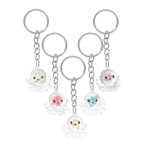 FRCOLOR 5pcs Luminous Mini Octopus Keychains Octopus Resin Keychains 3D Tiny Key Chains Small Animal Pendant Accessories for Birthday Party Favors