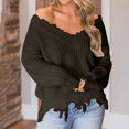 thumbnail image 2 of Yokua Women's Pullover Sweaters Long Sleeve V Neck Cute Knitted Casual Sweater, 2 of 7