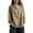 Khaki, variant on Relaxed Fit V-Neck Shirt For Women Casual Linen Blend Open Side Slit Long Sleeve Top Loose Comfortable Wear XXL Size Bronze