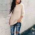 thumbnail image 2 of Fuzzy Sweater for Women Cozy Long Sleeve Pullover Round Neck Slouchy Lounge Top Solid Color Casual Fall Outfits, 2 of 5