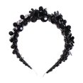 thumbnail image 3 of Diadema con para mujer Decoración de aro de pelo de cristal Favor de fiesta Diadema de Sombrero ancho hecho a mano para disfraces Negro, 3 of 8