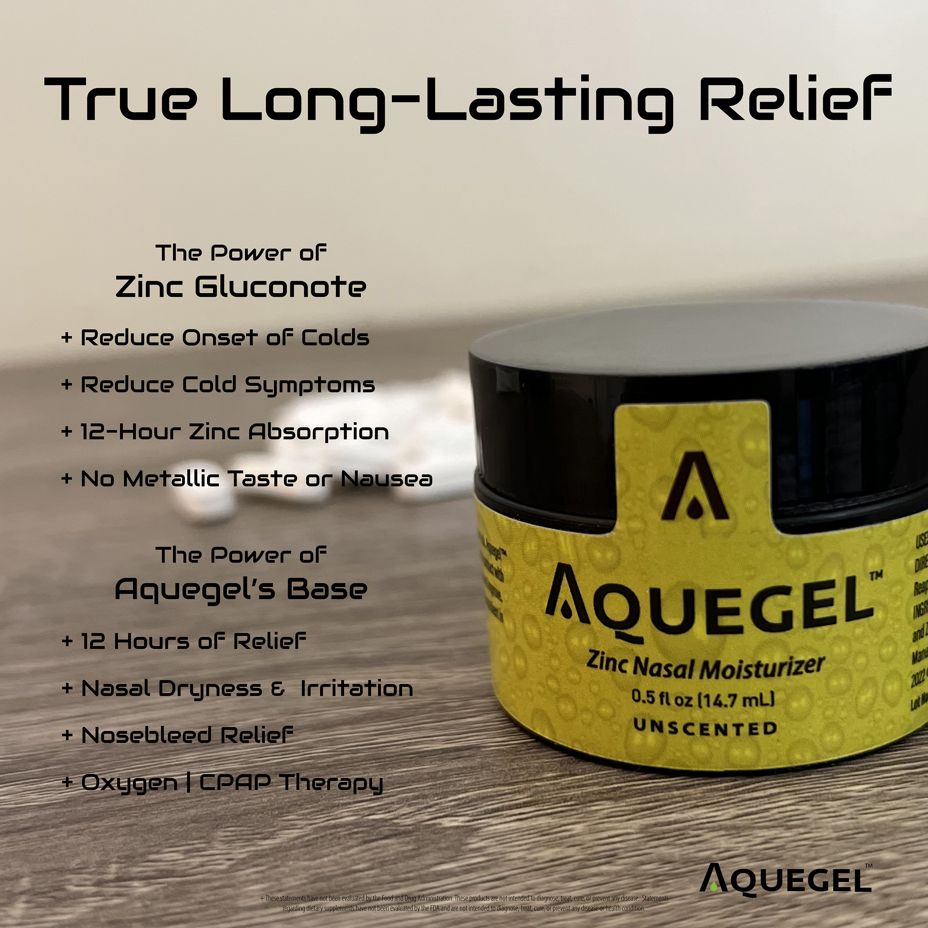 Value Pack (Qty 4) Aquegel Nasal Moisturizer + Zinc, 12-Hour Nasal Moisture Relief, Water Based Nose Gel, Oxygen Therapy, Dry Nose, Nasal Dryness, Nosebleeds, Cannula. Zinc Cold & Flu Therapy