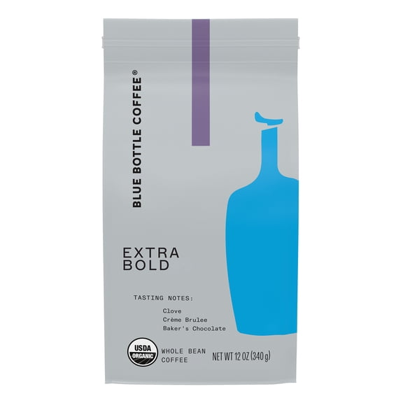 Blue Bottle Coffee, Extra Bold, Organic Gourmet, Dark Roast, Whole Bean, 12 oz