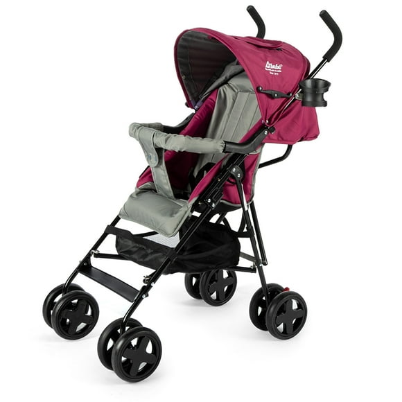 Carriola Plegable con Reclinado y Toldo Carri D'Bebe - Rosa