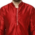 thumbnail image 5 of SKAVIJ Men's Tunic Top Art Silk Long Kurta Indian Wedding Casual Shirt Small Red, 5 of 6