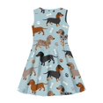 thumbnail image 4 of Renewold Comfy Blue Sleeveless Skater Dress for Girls Dachshund Dog Paw Girls Summer Midi Swing Party Dresses Softy Loose High Waistline Midi Sundress Size 9-10, 4 of 6