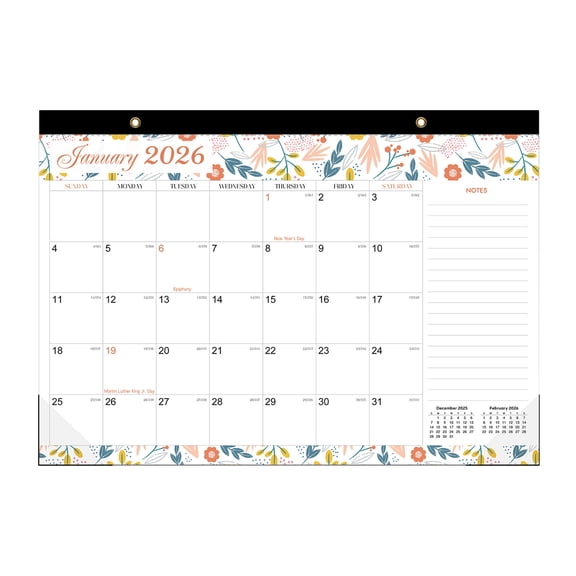2026-2027 Wall Calendar For Long-Term Planning, 18-Month Calendar From January 2026 To June 2027, Thick Paper Dual-Hole Hanging Stylish Floral Design