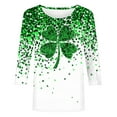 thumbnail image 4 of POTETI Womens St Patricks Day Shirt Shamrock 3/4 Sleeve Crew Neck Shirt Tops, 4 of 5