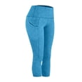 thumbnail image 4 of VV AVEORS Capri Leggings For Women Summer Stretch Capris High Waisted Pant Quick Dry Soft Workout Yoga Pants With Pockets Plus Size Sky Blue L, 4 of 6