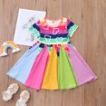 thumbnail image 3 of Pejock 18M-6 Years Baby Girls Layered Tulle Tutu Dress Toddler Kids Baby Girls Fashion Cute Short Sleeve Sweet Rainbow Stitching Ruffle Dress, 3 of 5