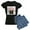With Blue Strpe Pant, variant on - Tesla Pajamas - Women's Short Sleeve Print T-Shirt and Pants Dark Cotton Pajama Set