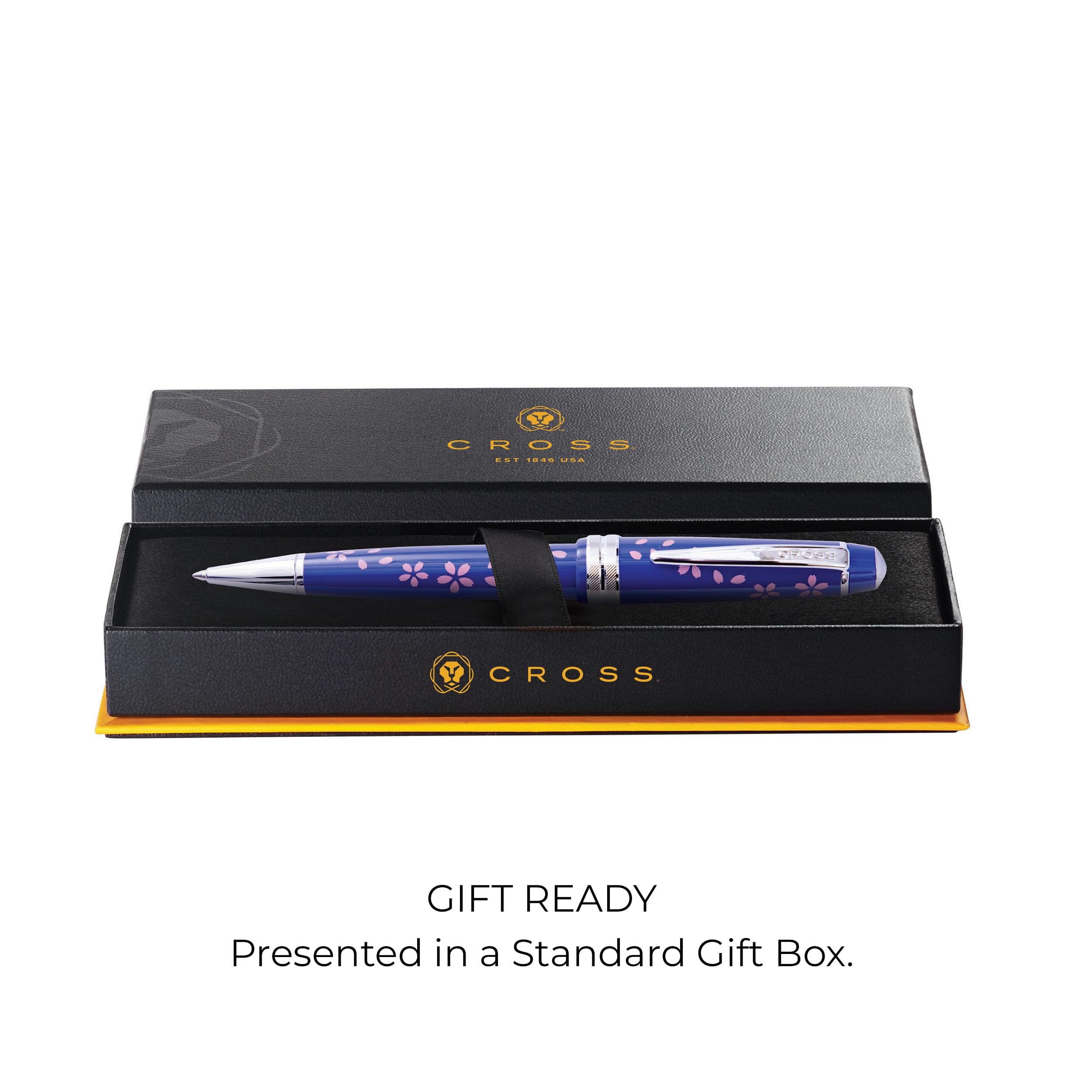 Cross Bailey Light Cherry Blossom Glossy Blue Resin with polished Chrome Plate Appointments Ballpoint Pen