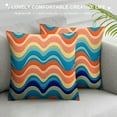 thumbnail image 3 of COMIO  Wave Design Decorative Throw Pillow Cover Multicolor Boho Pillow Covers, Colorful Abstract Retro Cushion Cover Square Outdoor Pillowcase for Home Couch Patio, 3 of 5