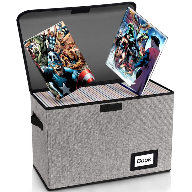 YNSZAS Collection Caja de almacenamiento de cómics de 15.8 x 7.8 x 11.8 pulgadas, caja corta de cómics plegable con capacidad para 160-180 cómics, contenedor de basura resistente, organizador protecto